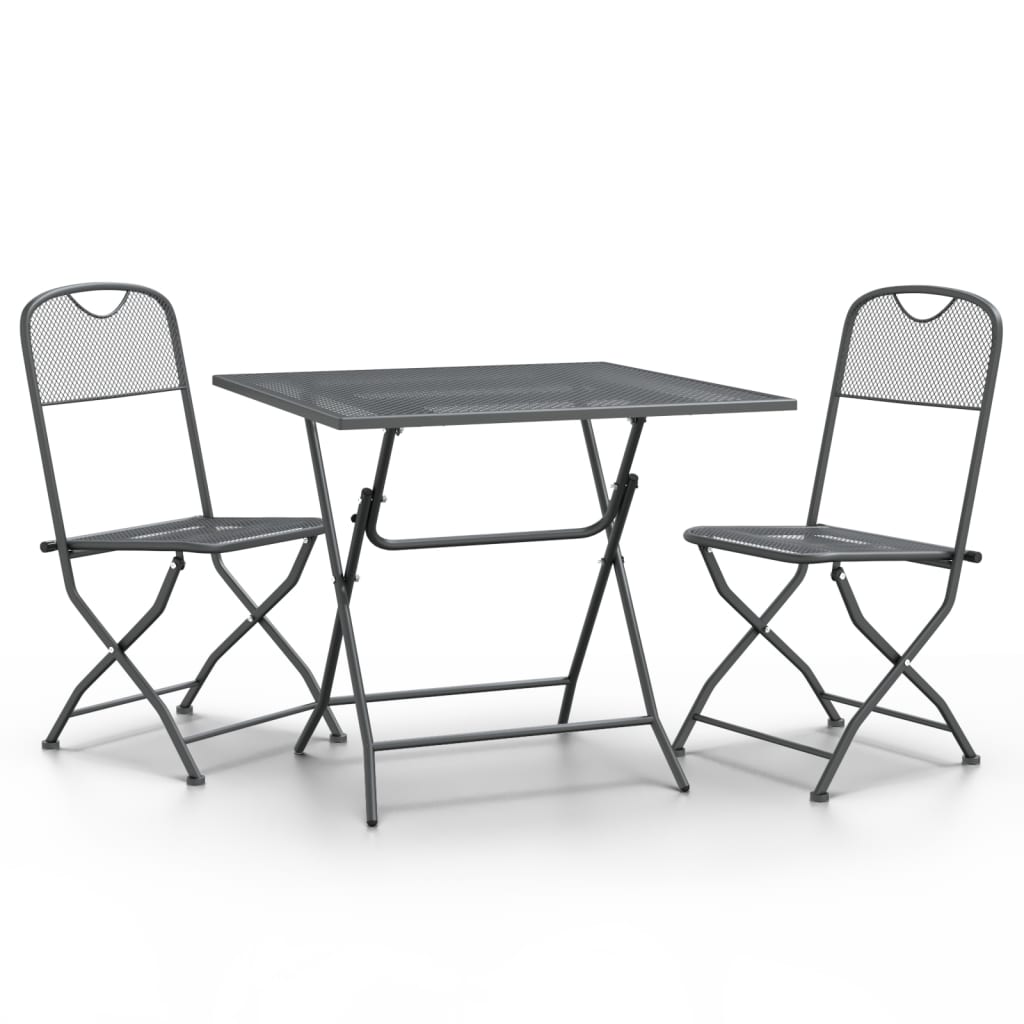 vidaXL 3 Piece Garden Dining Set Expanded Metal Mesh Anthracite