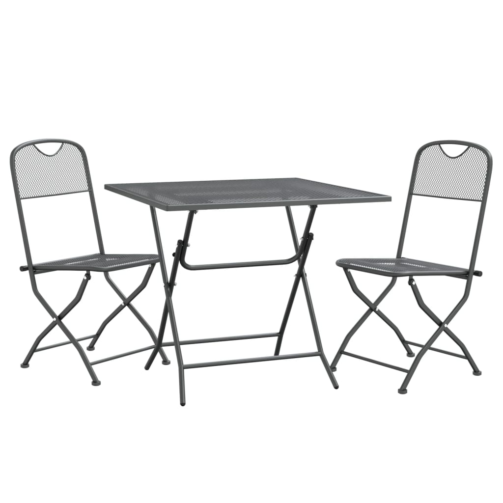 vidaXL 3 Piece Garden Dining Set Expanded Metal Mesh Anthracite