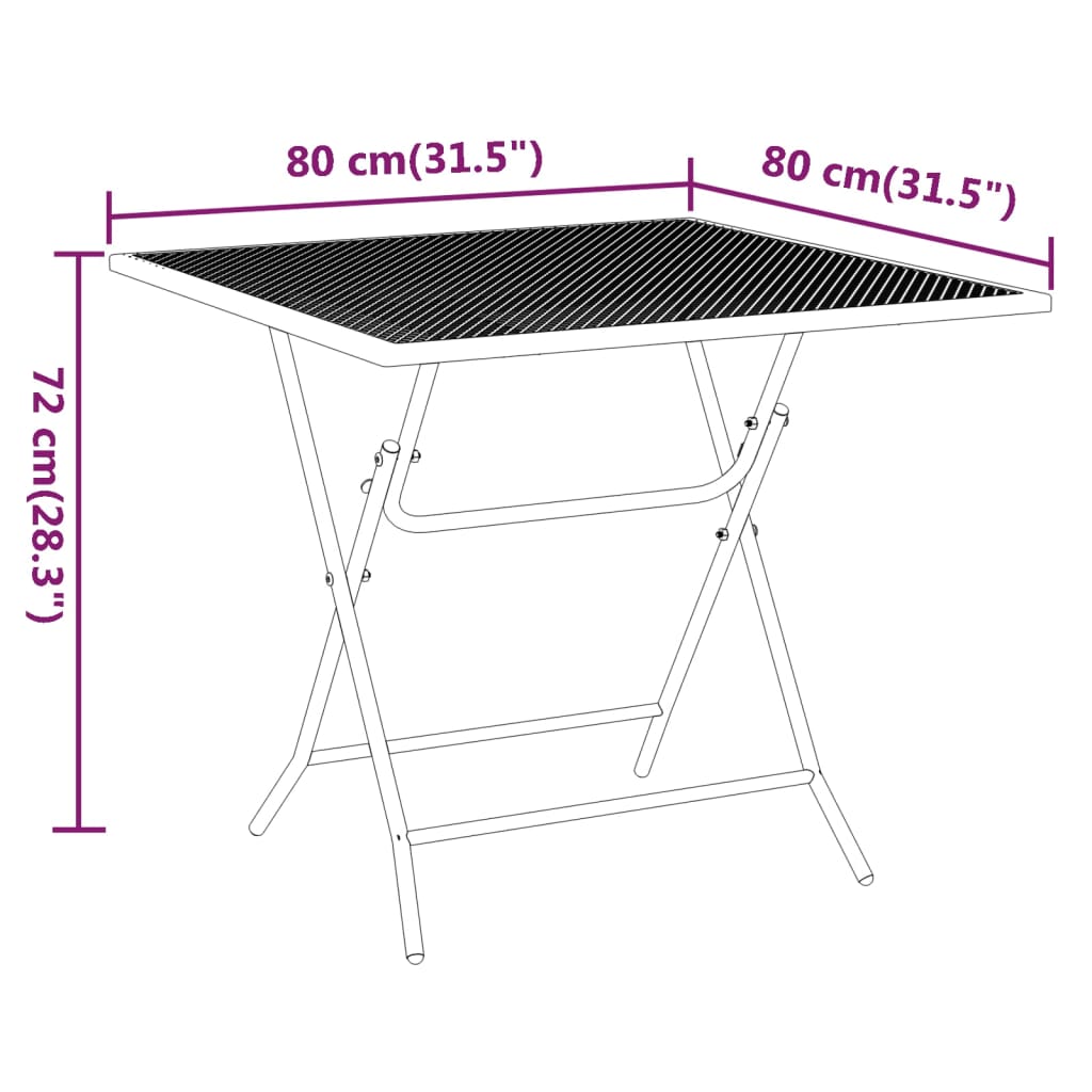 vidaXL 3 Piece Garden Dining Set Expanded Metal Mesh Anthracite