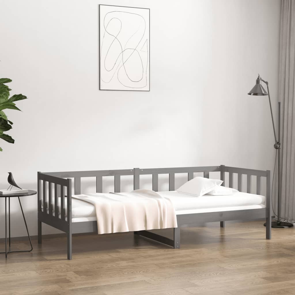 vidaXL Day Bed without Mattress Grey 90x190cm Solid Wood Pine