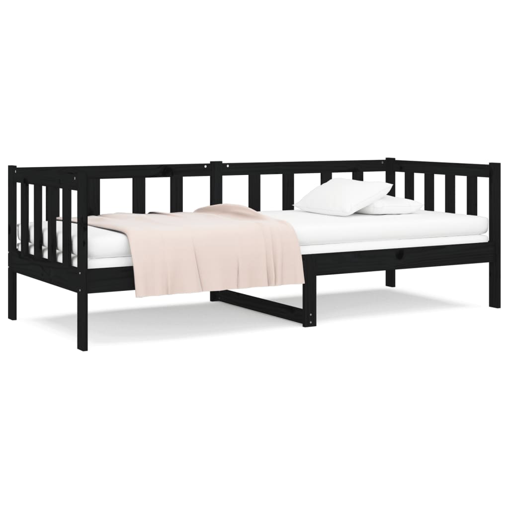 vidaXL Day Bed without Mattress Black 90x190cm Solid Wood Pine