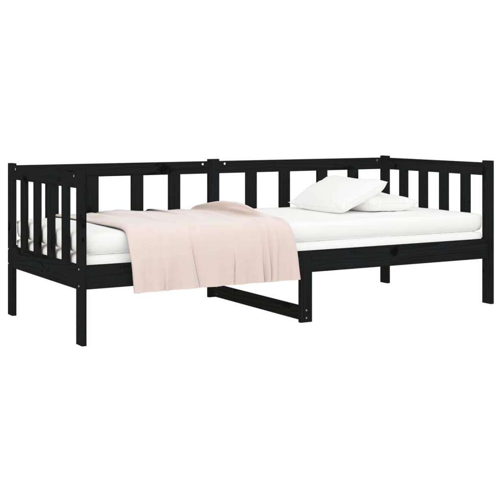 vidaXL Day Bed without Mattress Black 90x190cm Solid Wood Pine