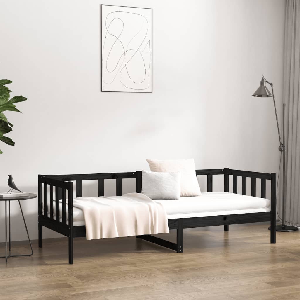 vidaXL Day Bed without Mattress Black 90x190cm Solid Wood Pine