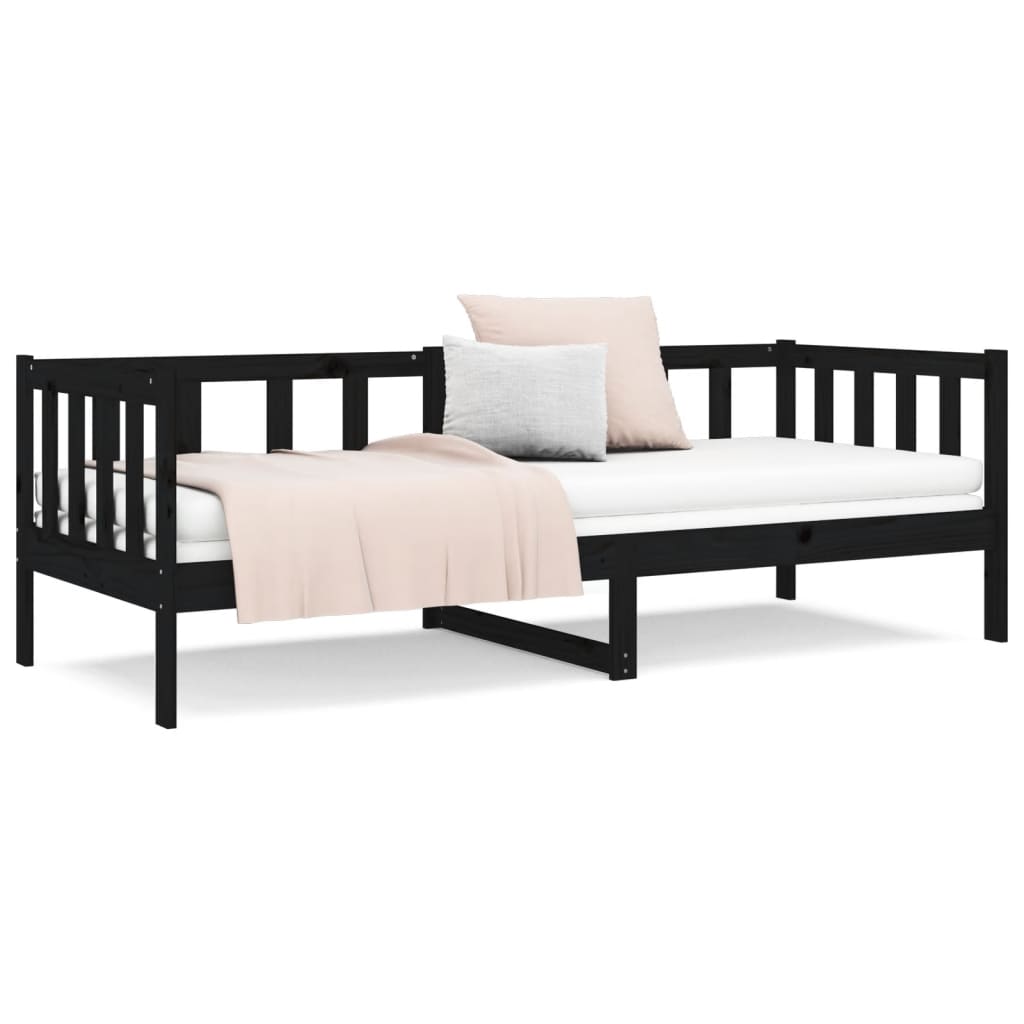 vidaXL Day Bed without Mattress Black 90x190cm Solid Wood Pine