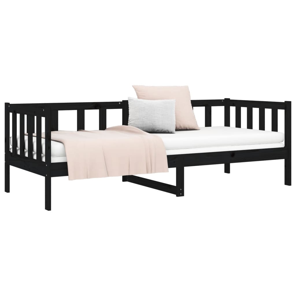 vidaXL Day Bed without Mattress Black 90x190cm Solid Wood Pine