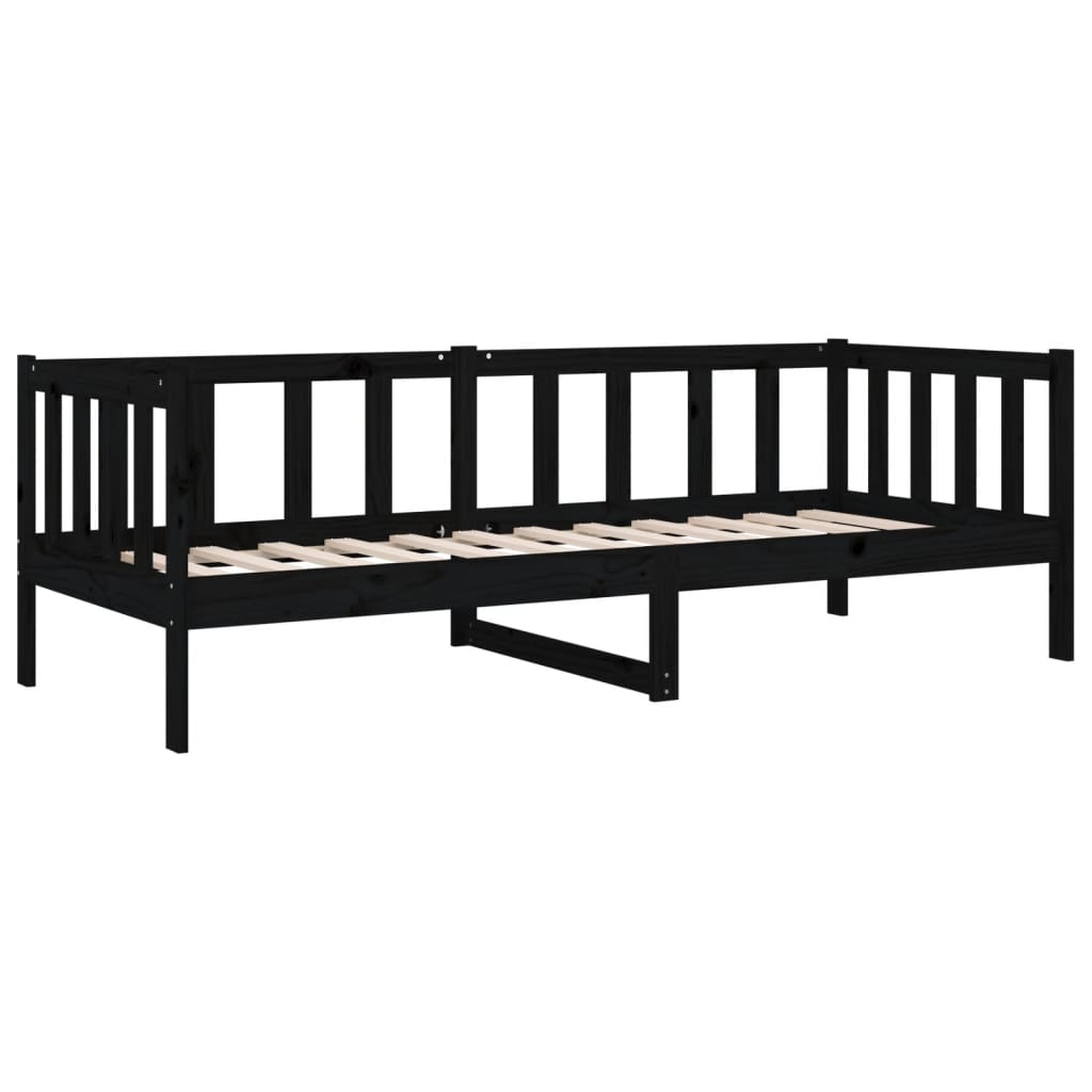 vidaXL Day Bed without Mattress Black 90x190cm Solid Wood Pine