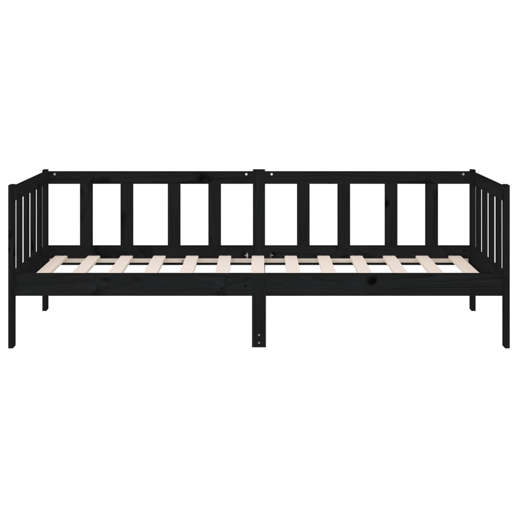 vidaXL Day Bed without Mattress Black 90x190cm Solid Wood Pine