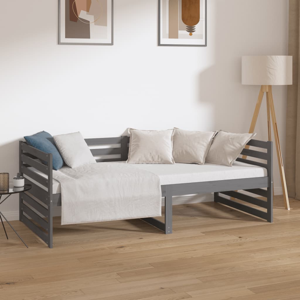 vidaXL Day Bed without Mattress Grey 90x190cm Solid Wood Pine