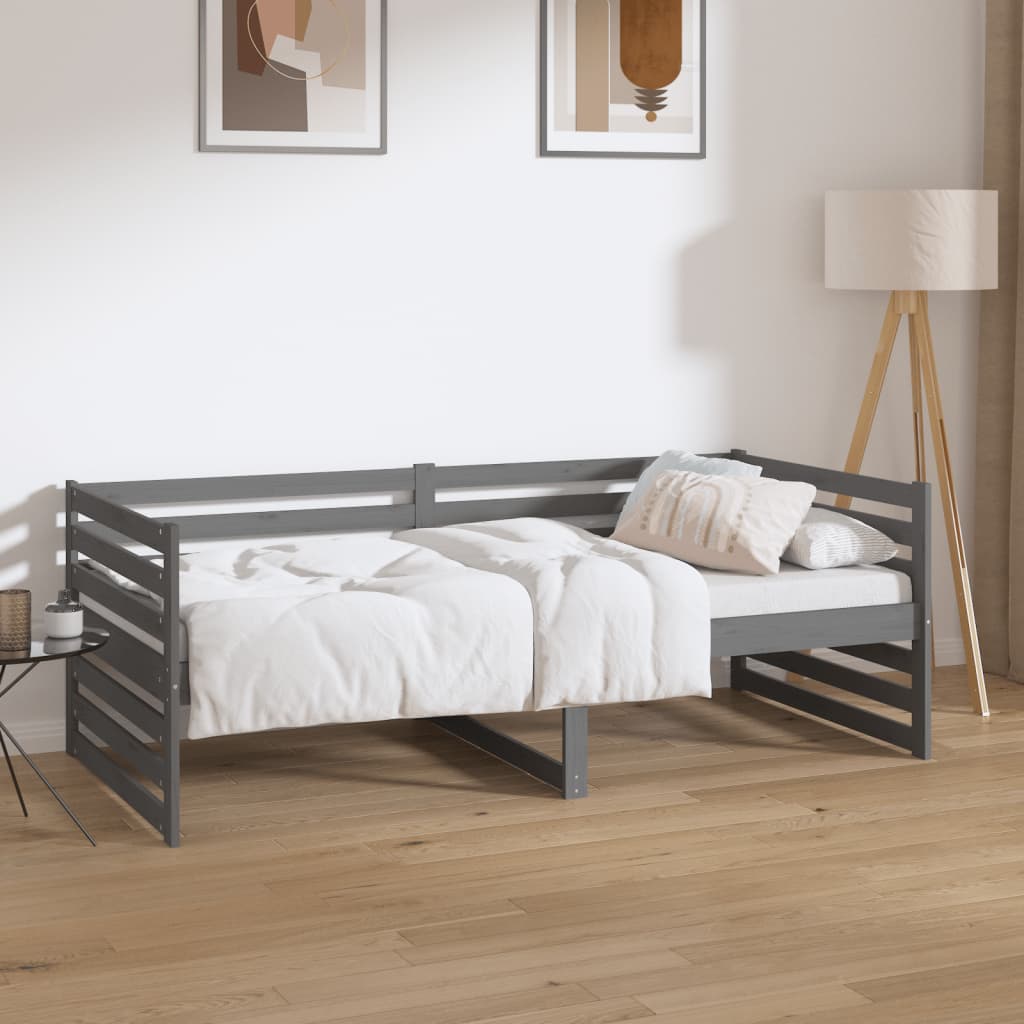 vidaXL Day Bed without Mattress Grey 90x190cm Solid Wood Pine