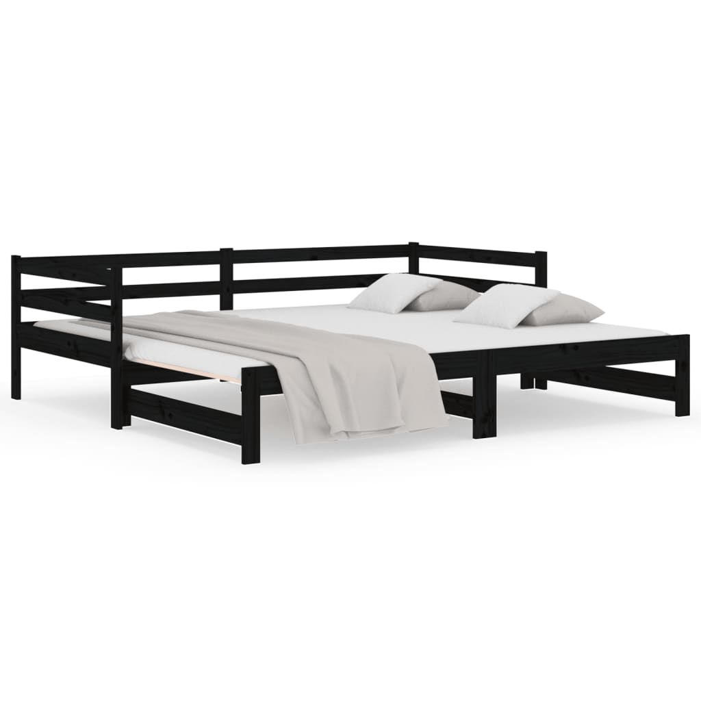 vidaXL Pull-out Day Bed without Mattress Black 2x(90x190)cm