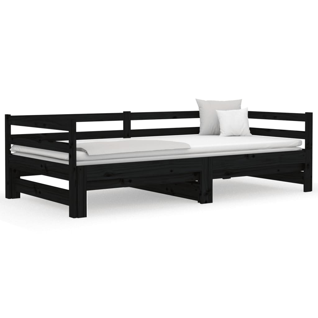 vidaXL Pull-out Day Bed without Mattress Black 2x(90x190)cm