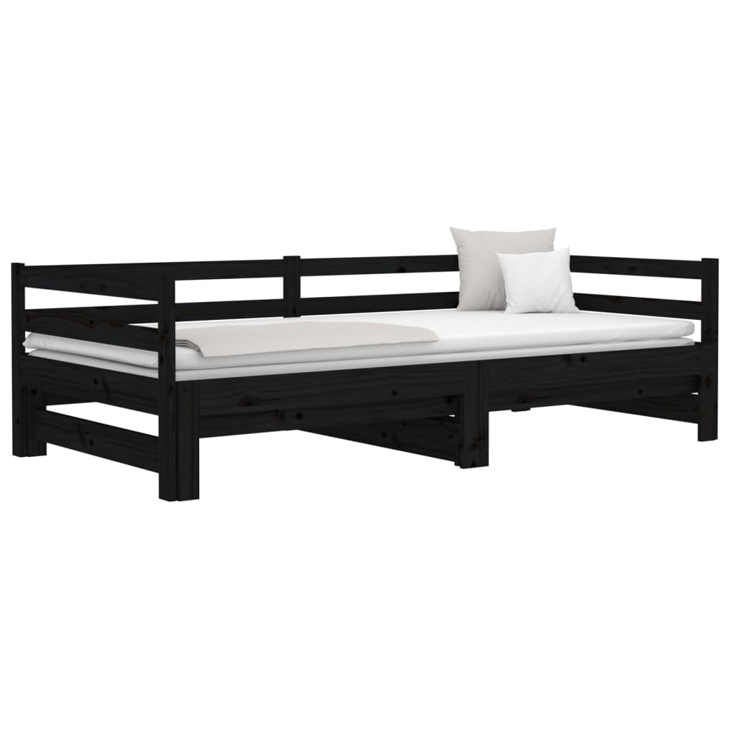 vidaXL Pull-out Day Bed without Mattress Black 2x(90x190)cm