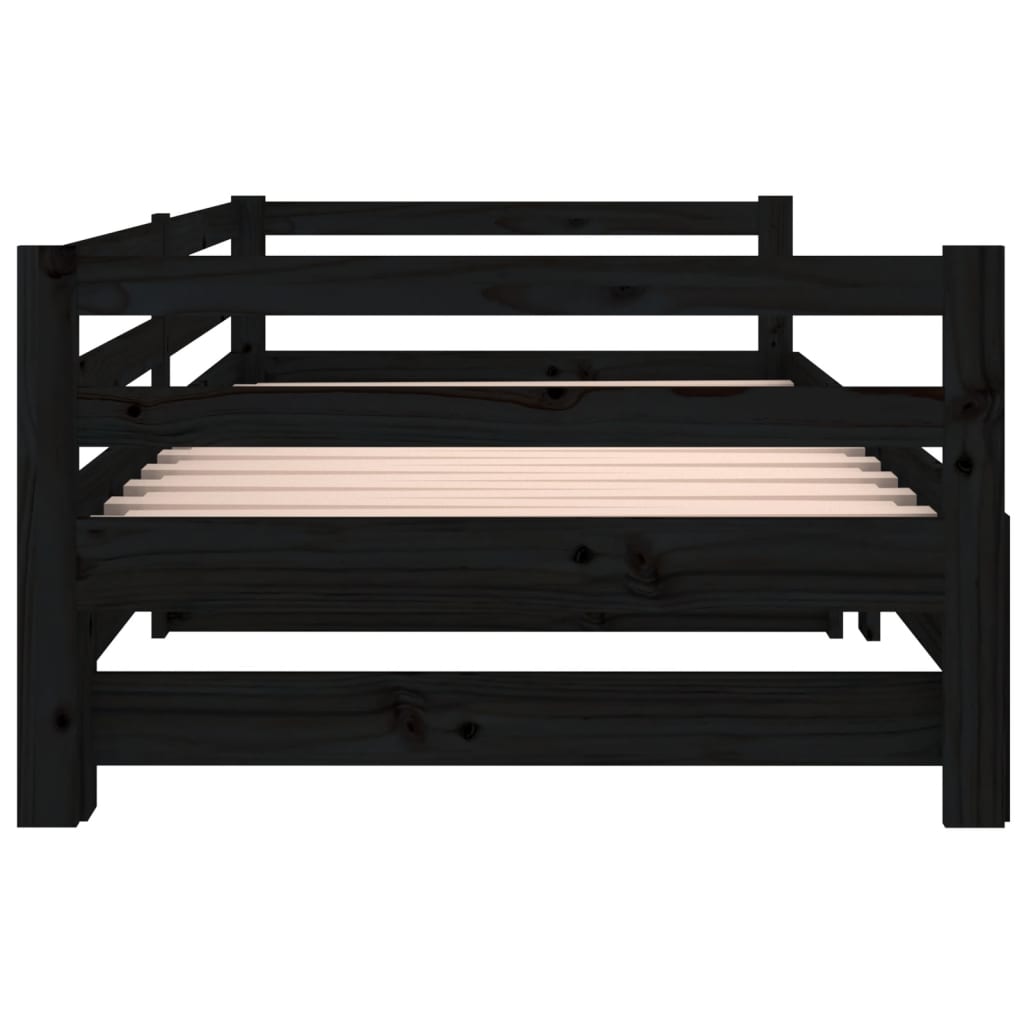 vidaXL Pull-out Day Bed without Mattress Black 2x(90x190)cm