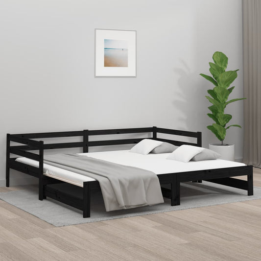 vidaXL Pull-out Day Bed without Mattress Black 2x(90x190)cm