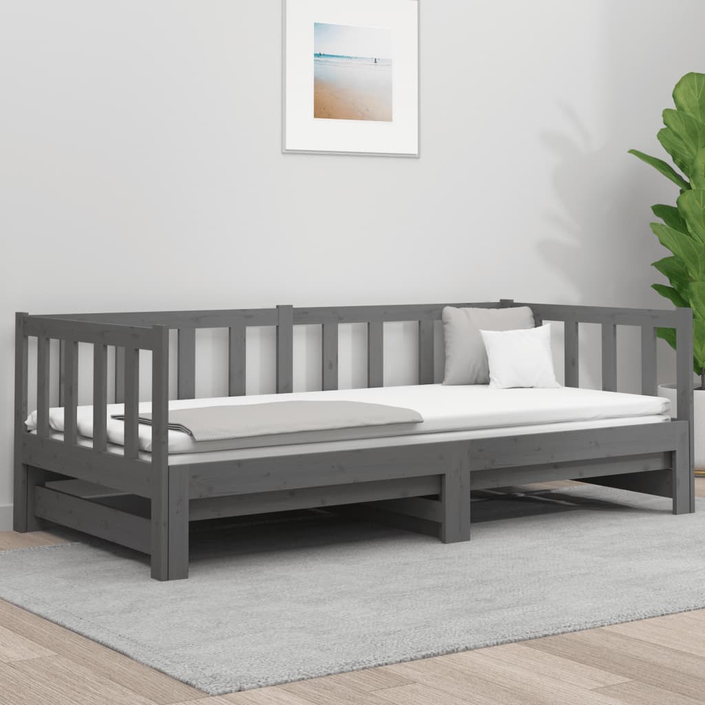 vidaXL Pull-out Day Bed without Mattress Grey 2x(90x190)cm