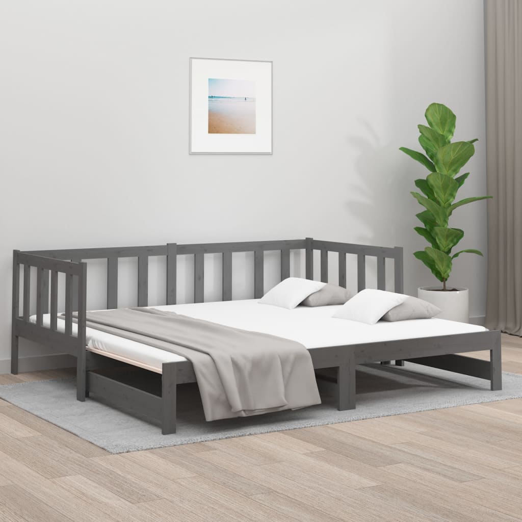 vidaXL Pull-out Day Bed without Mattress Grey 2x(90x190)cm