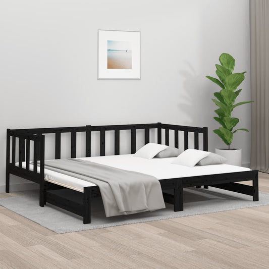 vidaXL Pull-out Day Bed without Mattress Black 2x(90x190)cm