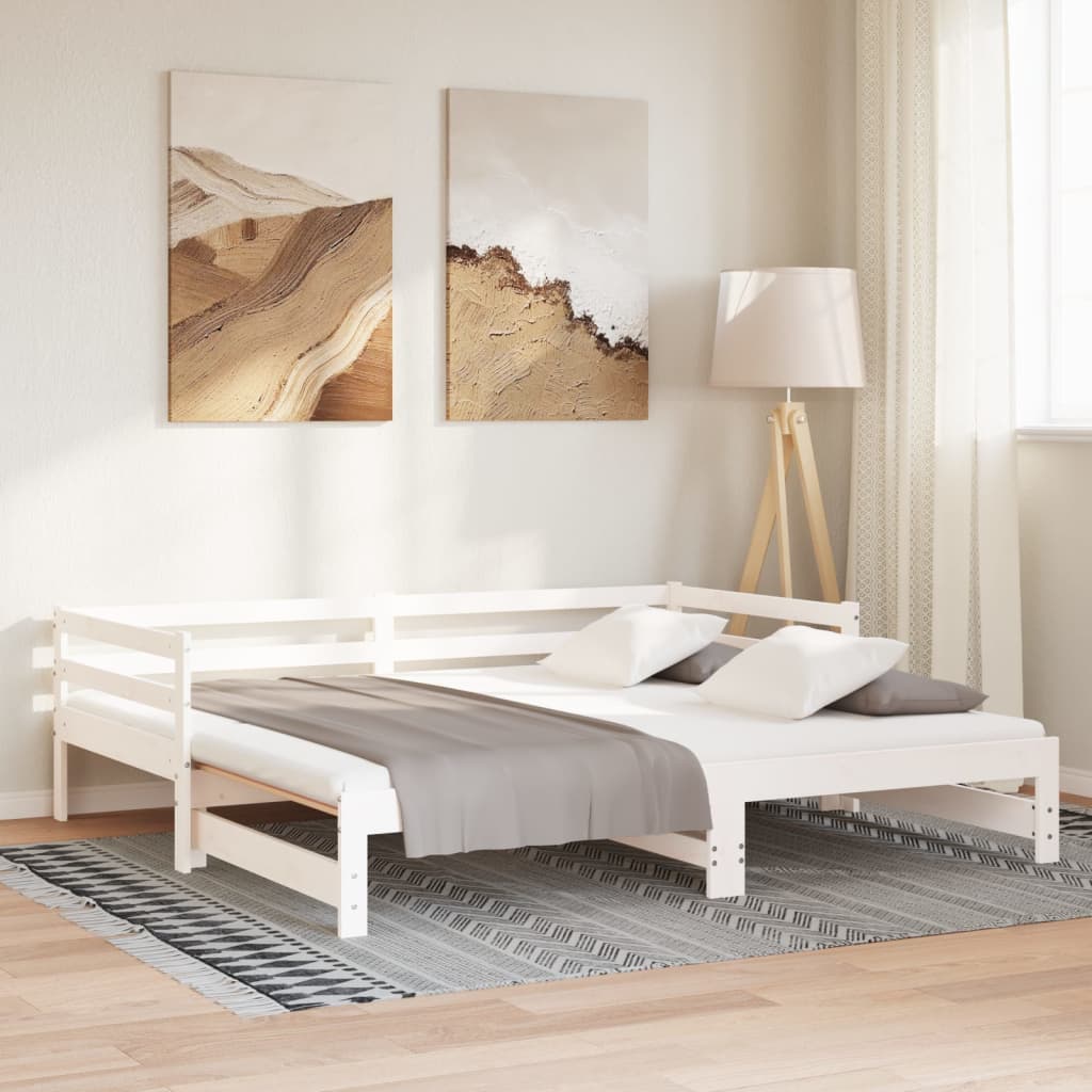 vidaXL Pull-out Day Bed without Mattress White 80x200 cm