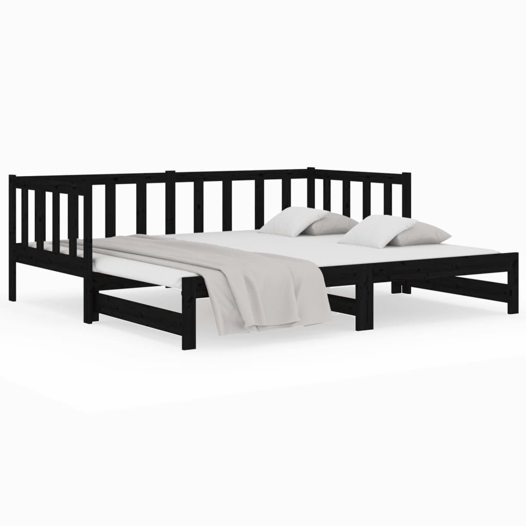 vidaXL Pull-out Day Bed without Mattress Black 2x(80x200)cm