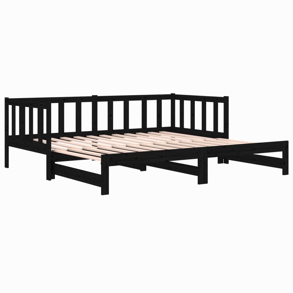 vidaXL Pull-out Day Bed without Mattress Black 2x(80x200)cm