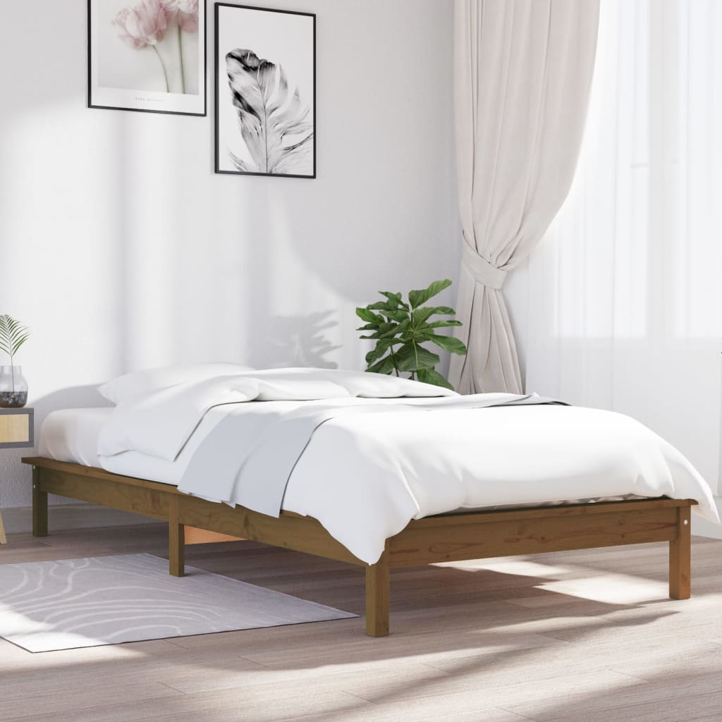 vidaXL Bed Frame without Mattress Honey Brown 90x200 cm Solid Wood