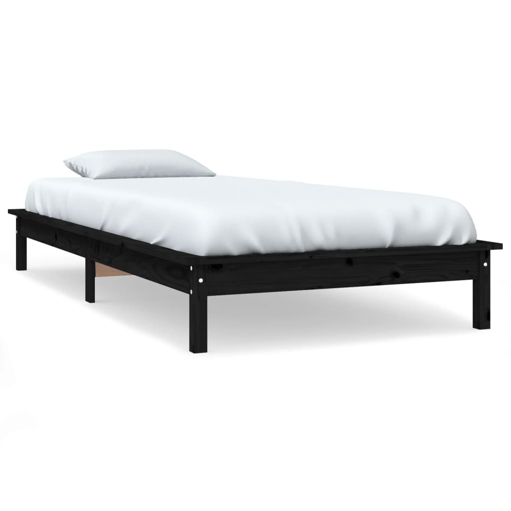 820530 vidaXL Bed Frame without Mattress Black 90x200 cm Solid Wood