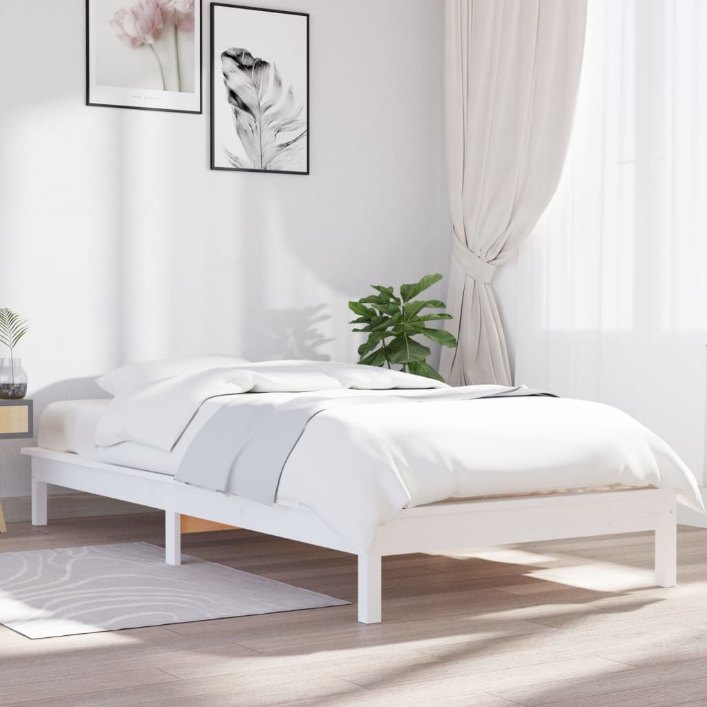 820532 vidaXL Bed Frame without Mattress White 100x200 cm Solid Wood