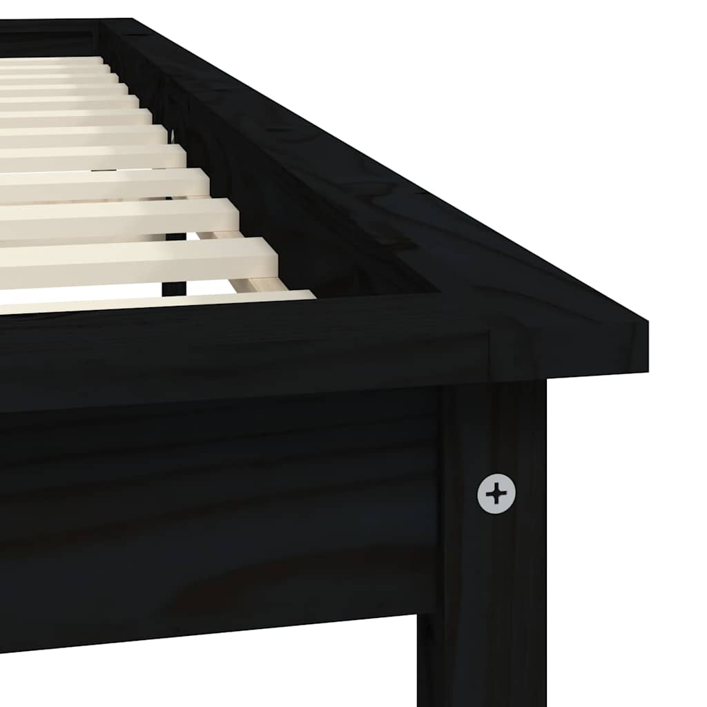 Bed Frame | Black | Solid Pine Wood | 120x200 cm |  Durable  | Bed Frame