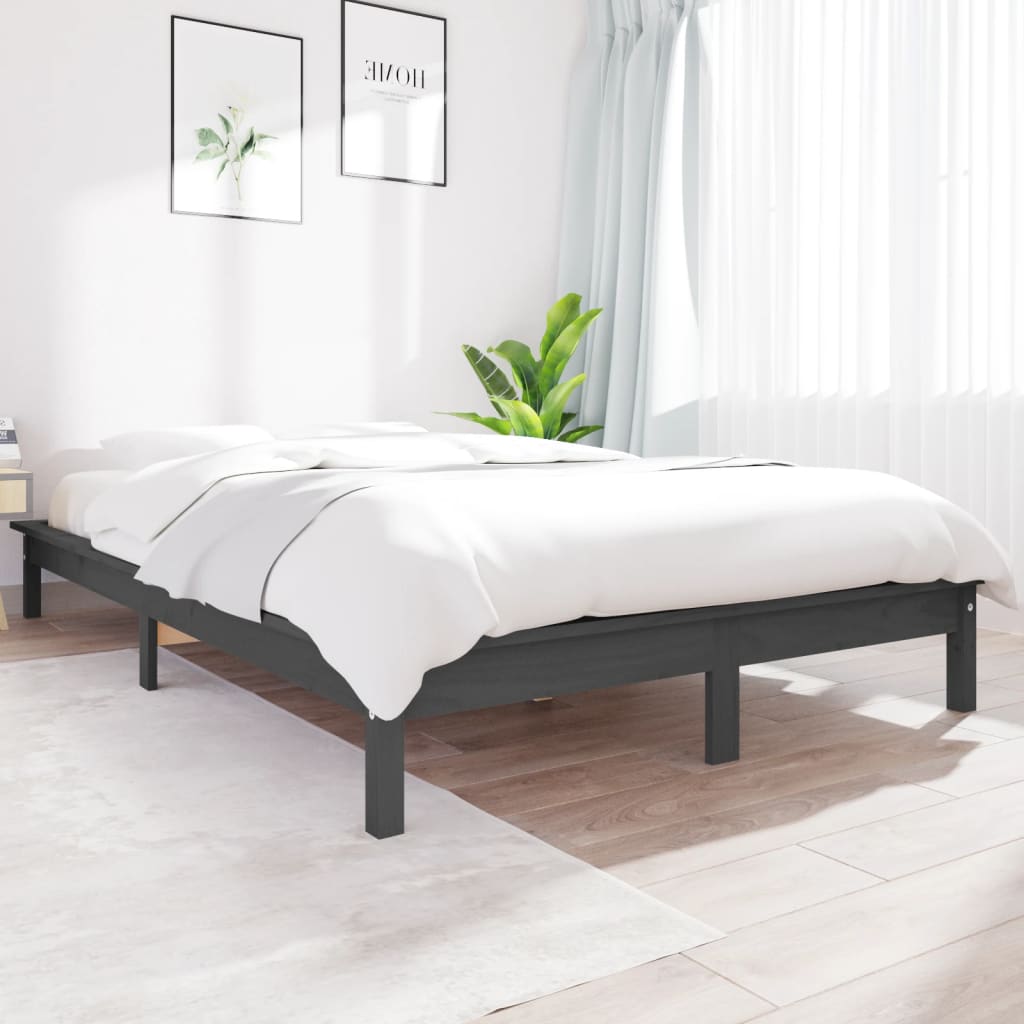 820553 vidaXL Bed Frame without Mattress Grey 160x200 cm Solid Wood