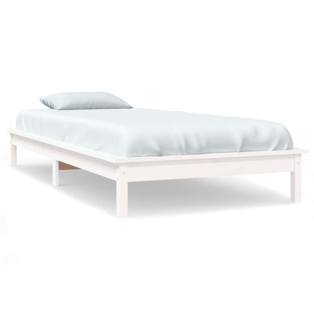 vidaXL Bed Frame without Mattress White Small Single Solid Wood