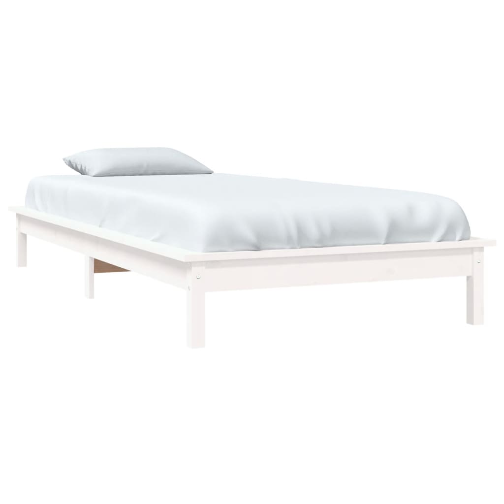 vidaXL Bed Frame without Mattress White Small Single Solid Wood