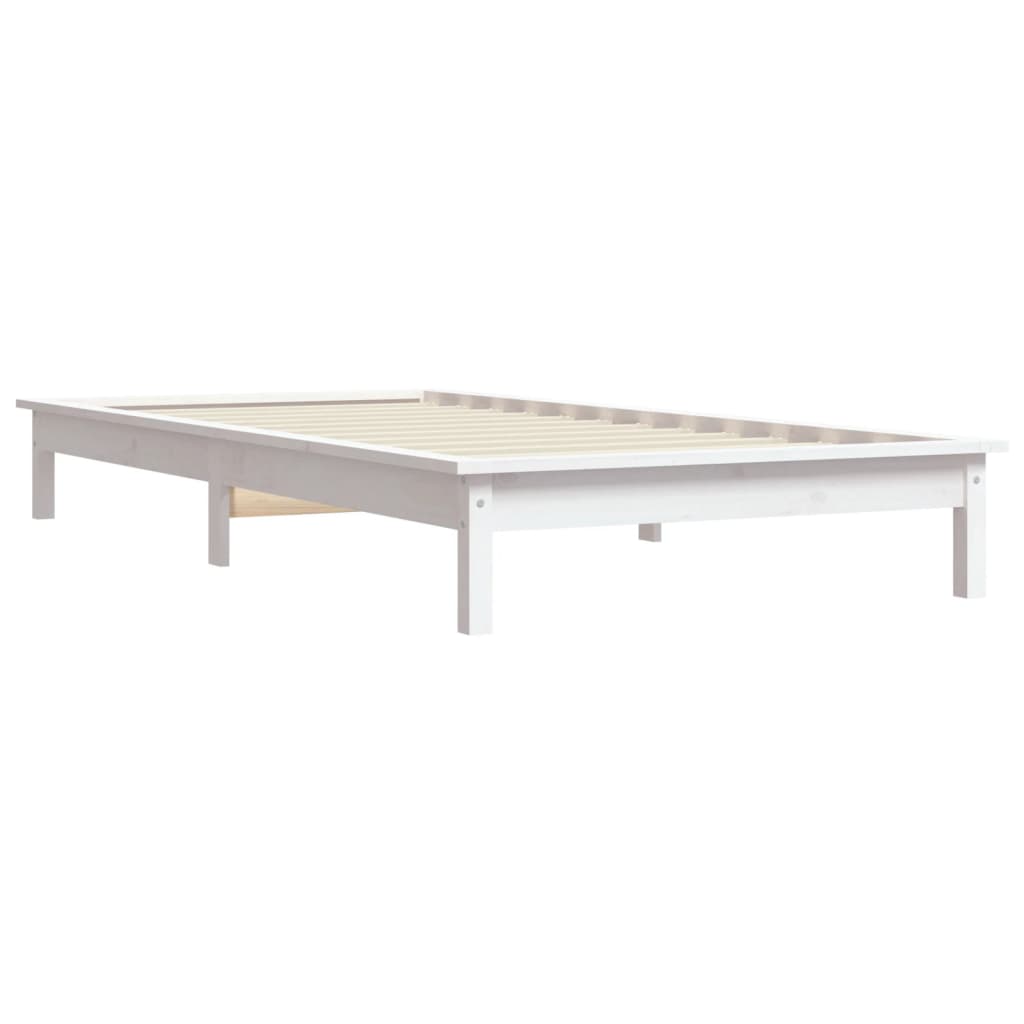 vidaXL Bed Frame without Mattress White Small Single Solid Wood