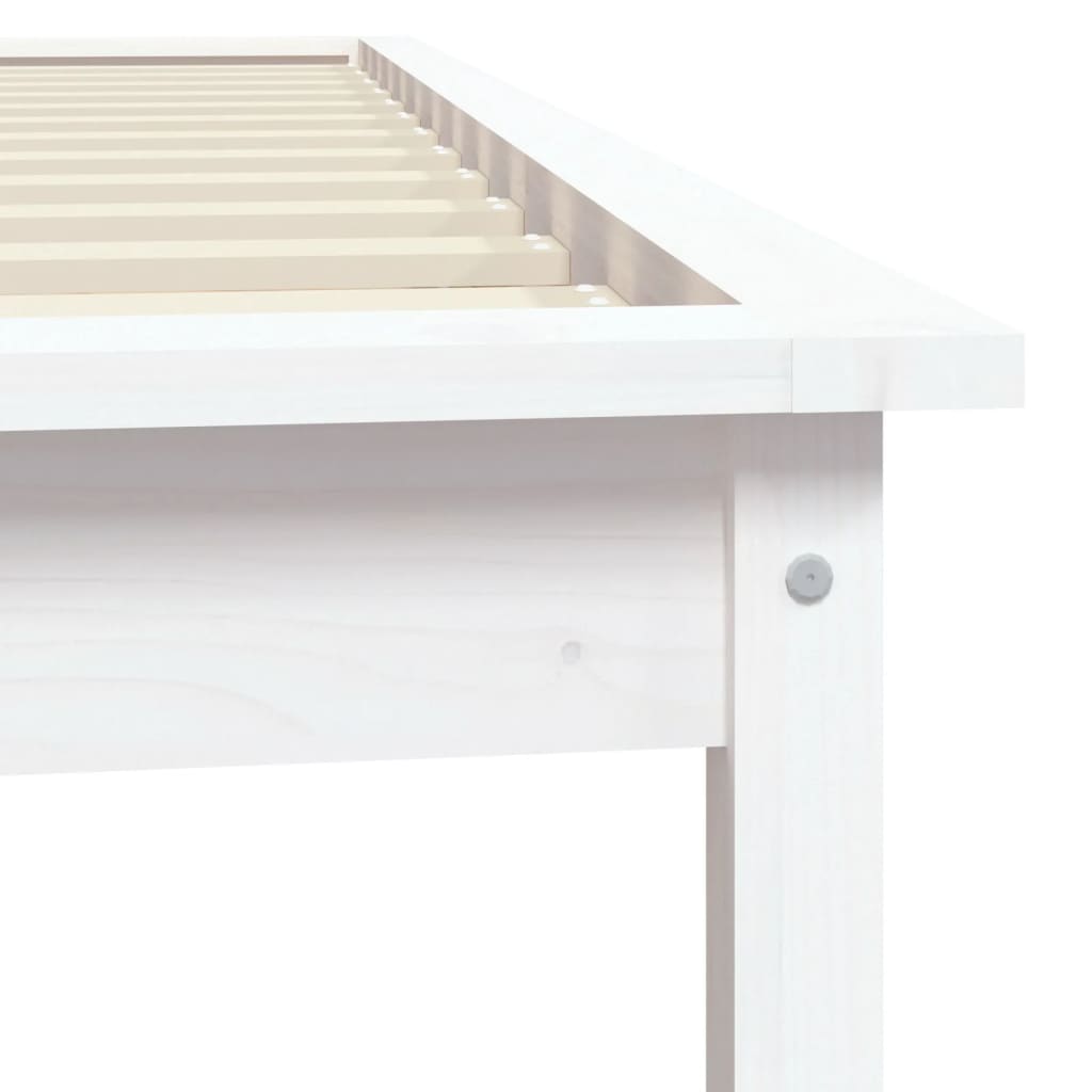 vidaXL Bed Frame without Mattress White Small Single Solid Wood