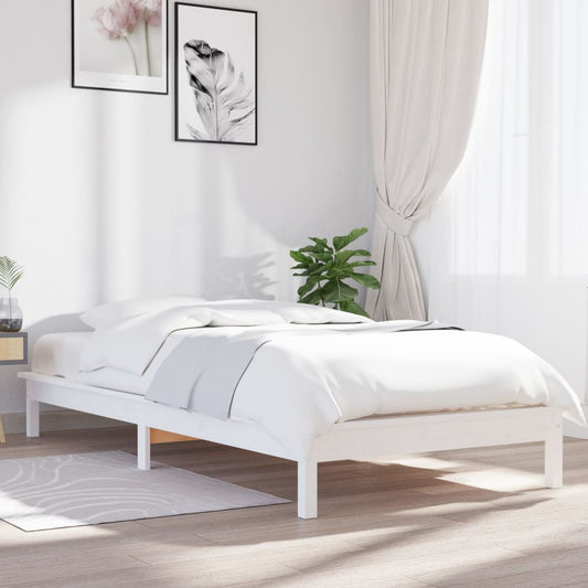 vidaXL Bed Frame without Mattress White Small Single Solid Wood