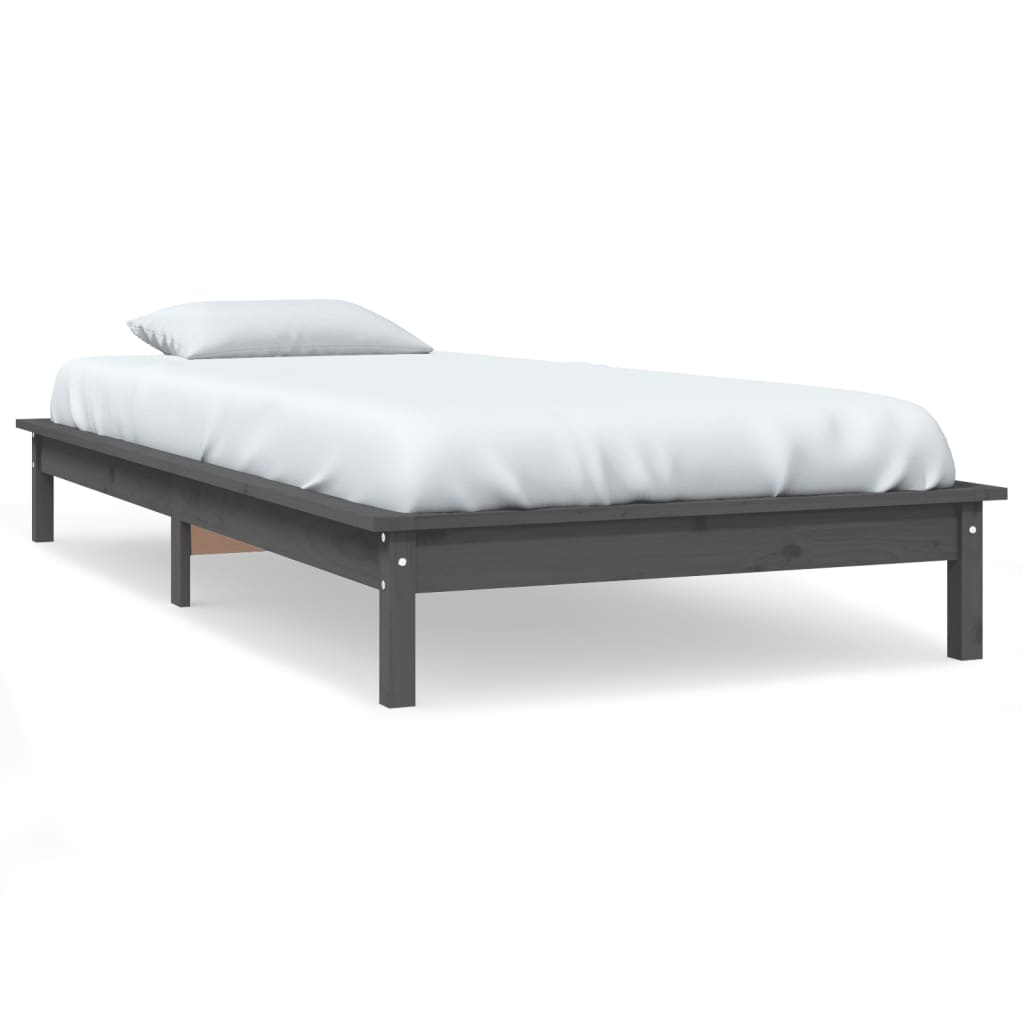 vidaXL Bed Frame without Mattress Grey Small Single Solid Wood