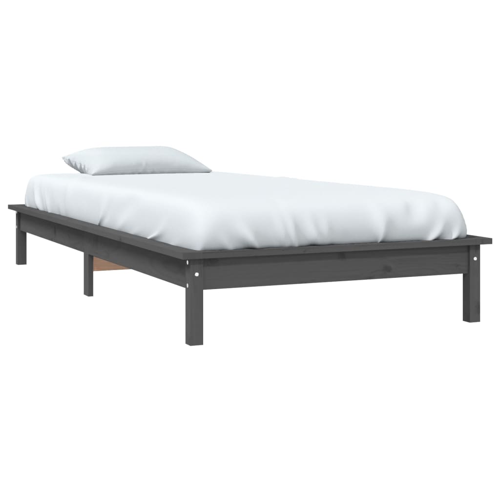 vidaXL Bed Frame without Mattress Grey Small Single Solid Wood