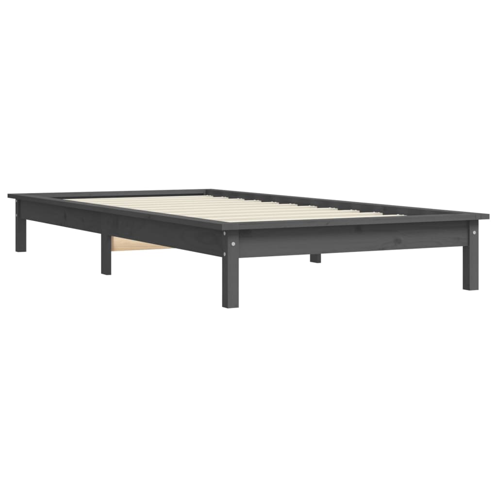 vidaXL Bed Frame without Mattress Grey Small Single Solid Wood