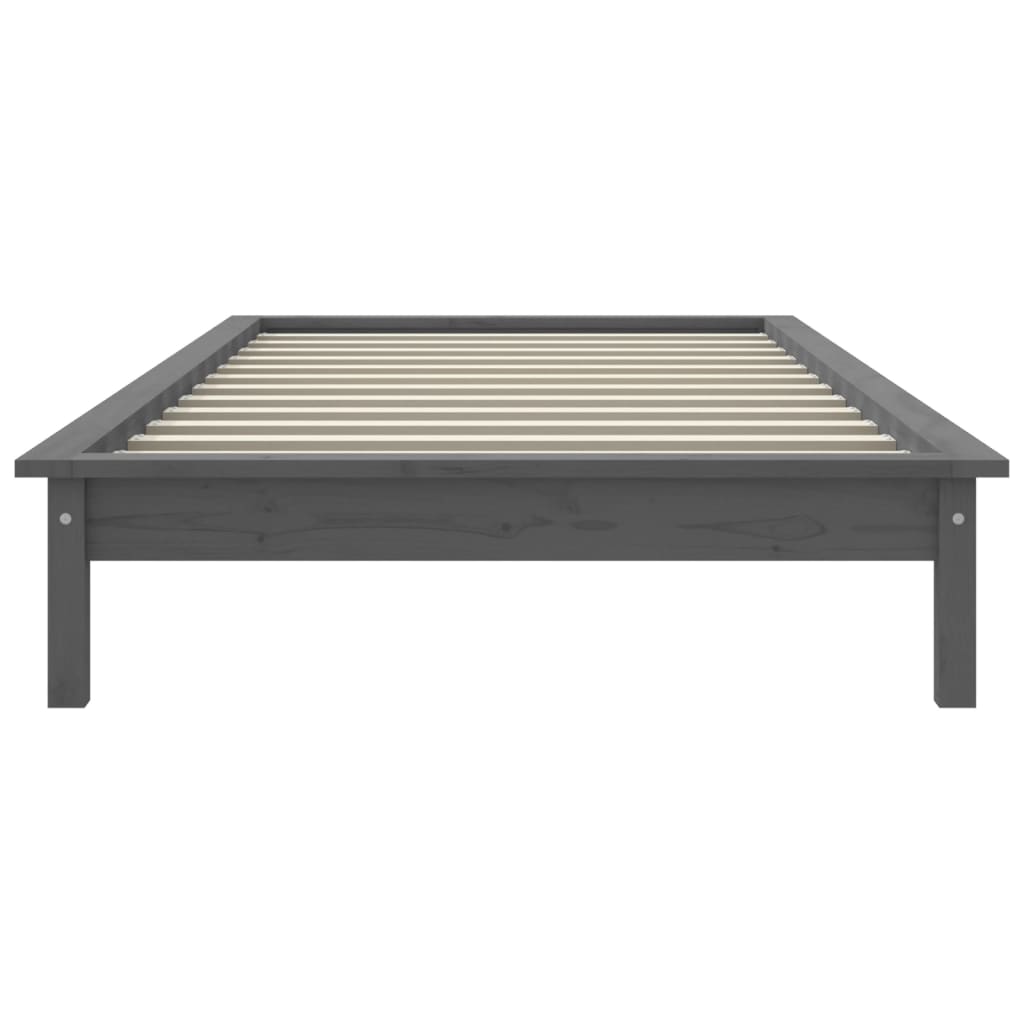 vidaXL Bed Frame without Mattress Grey Small Single Solid Wood