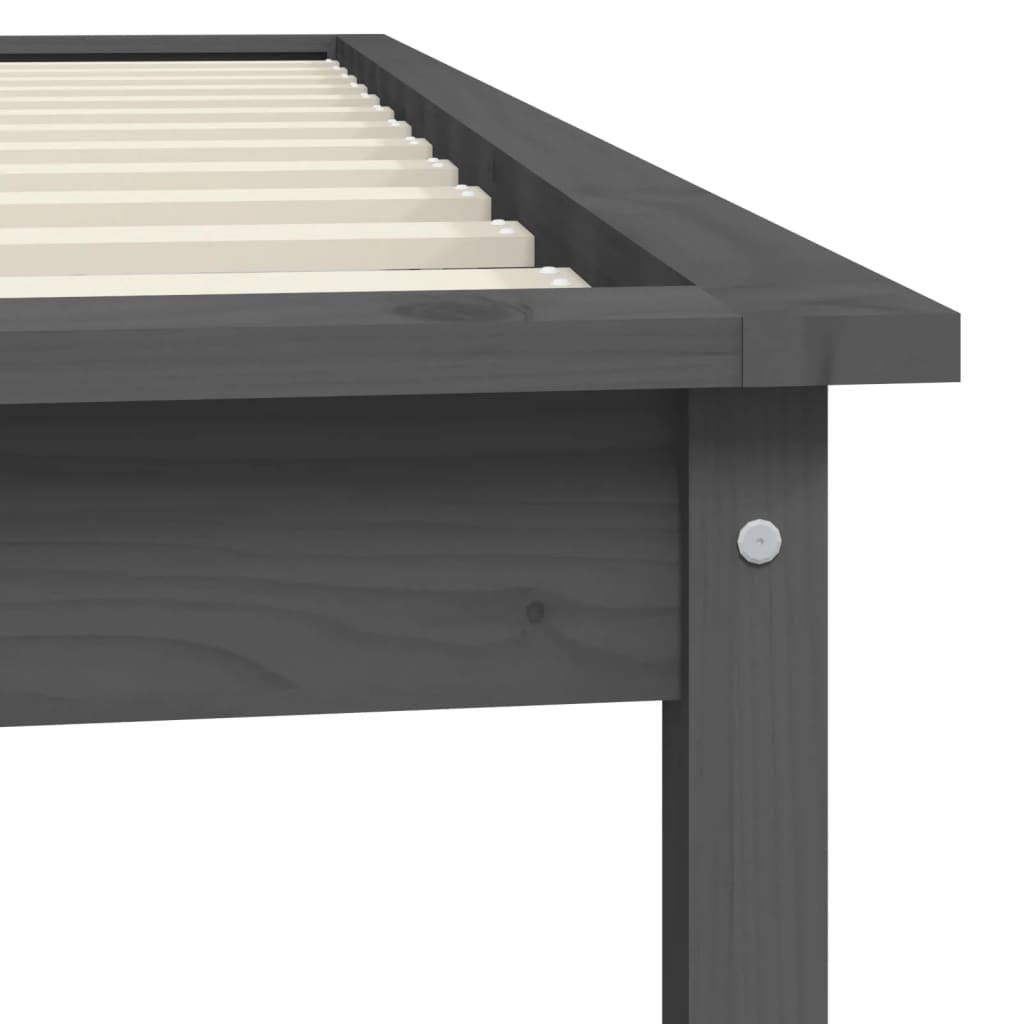 vidaXL Bed Frame without Mattress Grey Small Single Solid Wood