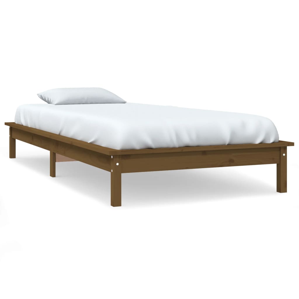 Bed Frame without Mattress Honey Brown Single Solid Wood