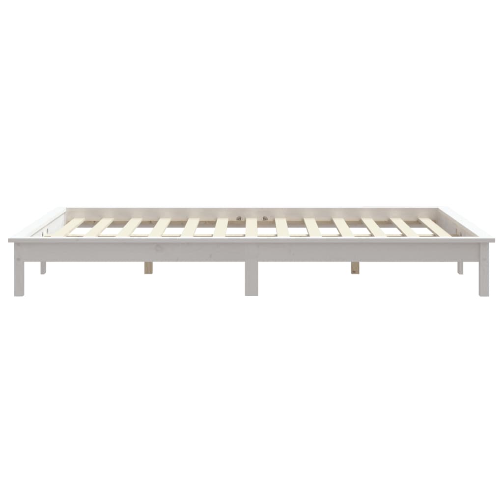 vidaXL Bed Frame without Mattress White Double Solid Wood