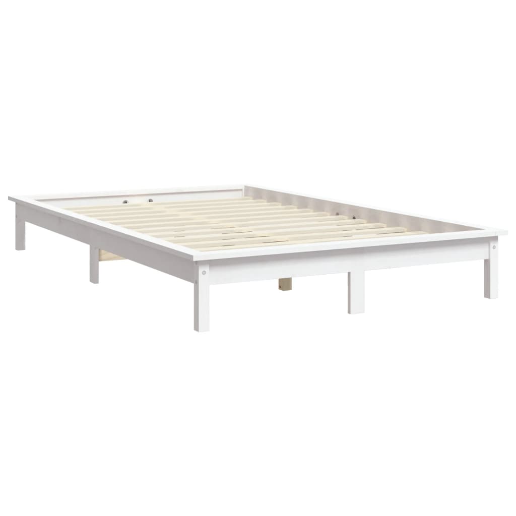 Bed Frame without Mattress White 140x190 cm Solid Wood Pine
