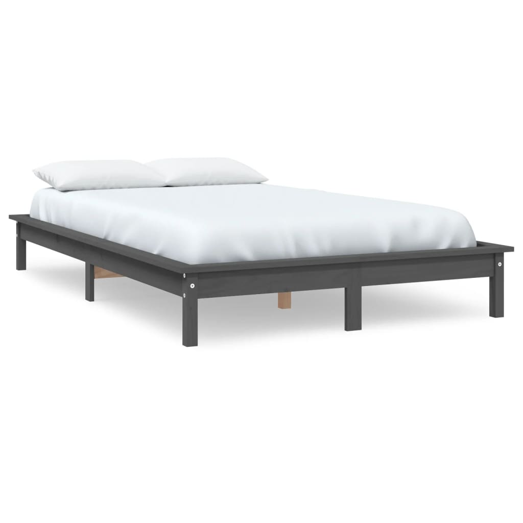 Bed Frame without Mattress Grey 140x190 cm Solid Wood Pine