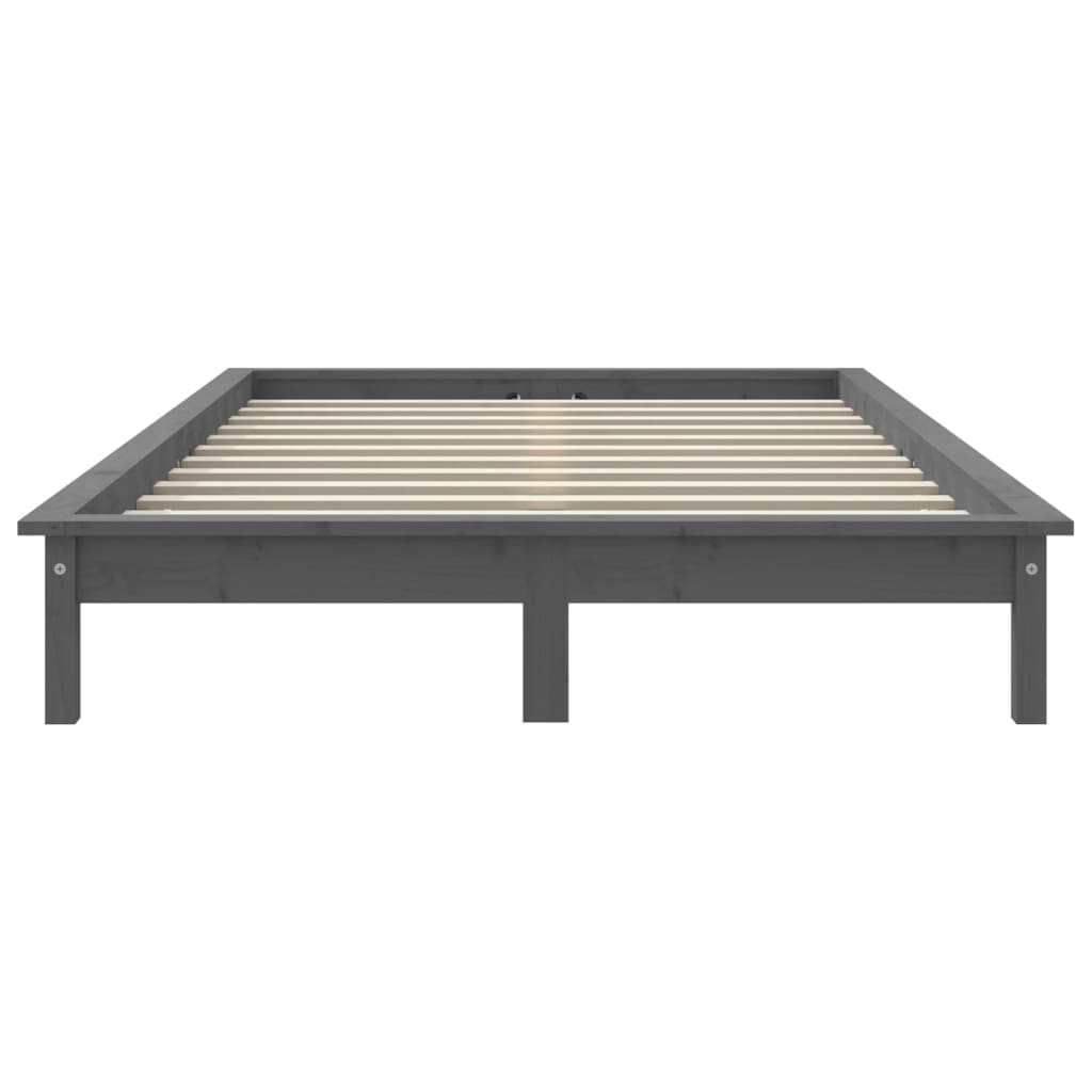 Bed Frame without Mattress Grey 140x190 cm Solid Wood Pine