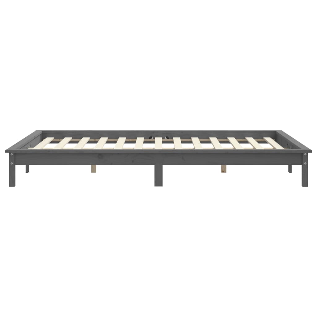 Bed Frame without Mattress Grey 140x190 cm Solid Wood Pine