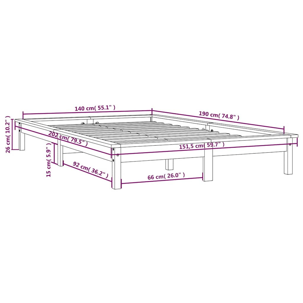 Bed Frame | Honey Brown | Solid Pine Wood | Double | Durable | Bed Frame
