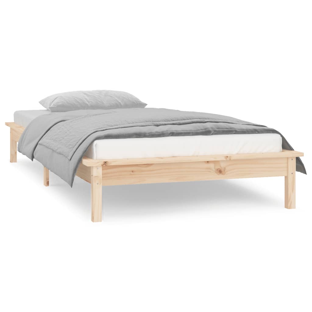 vidaXL LED Bed Frame without Mattress 90x200 cm Solid Wood