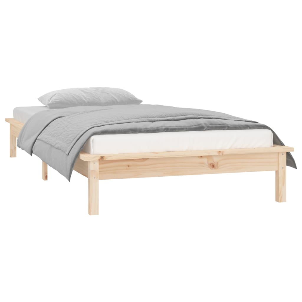 vidaXL LED Bed Frame without Mattress 90x200 cm Solid Wood