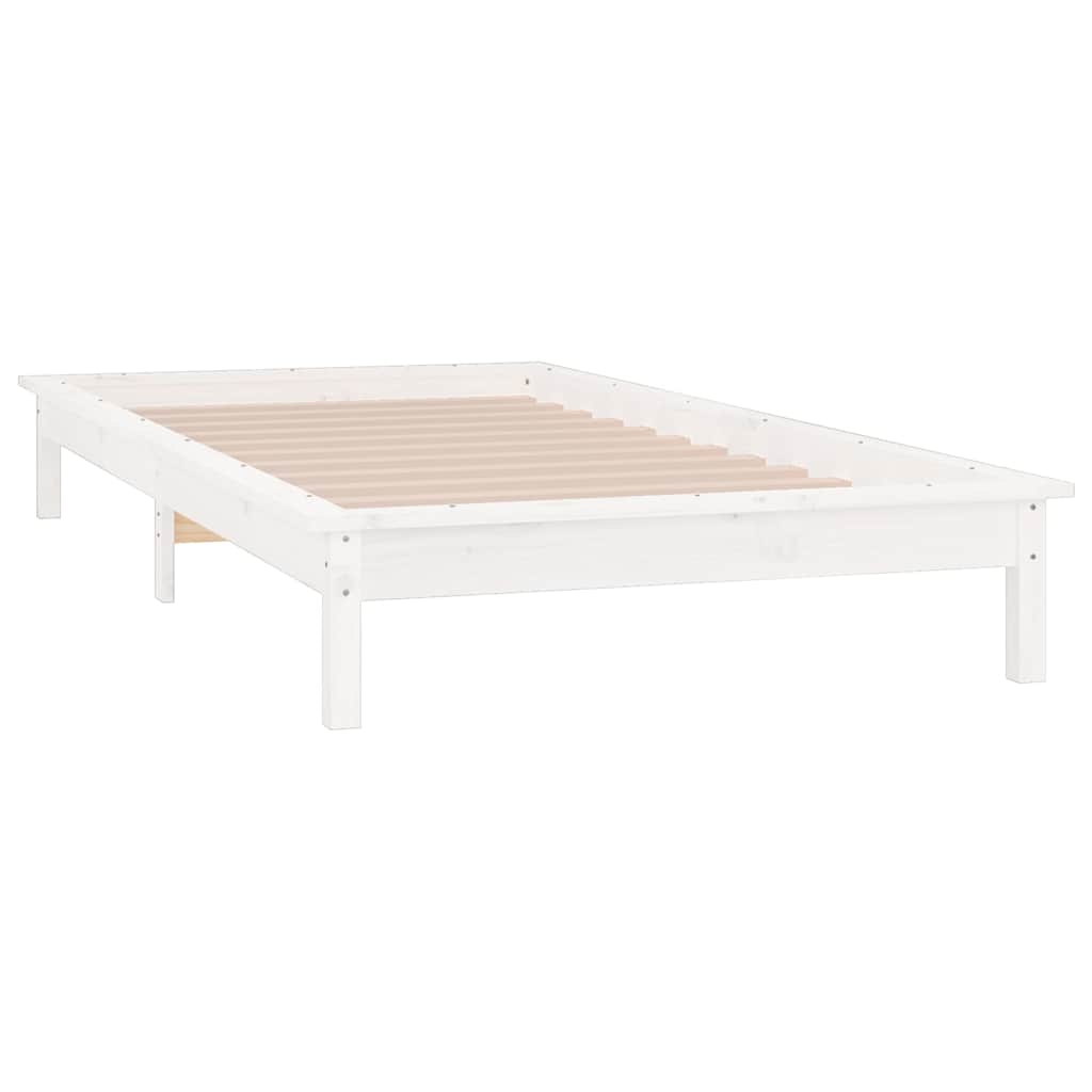 LED Bed Frame without Mattress White 90x200 cm Solid Wood