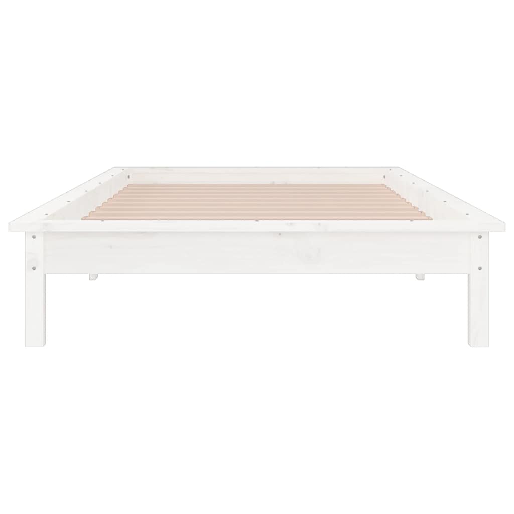 LED Bed Frame without Mattress White 90x200 cm Solid Wood